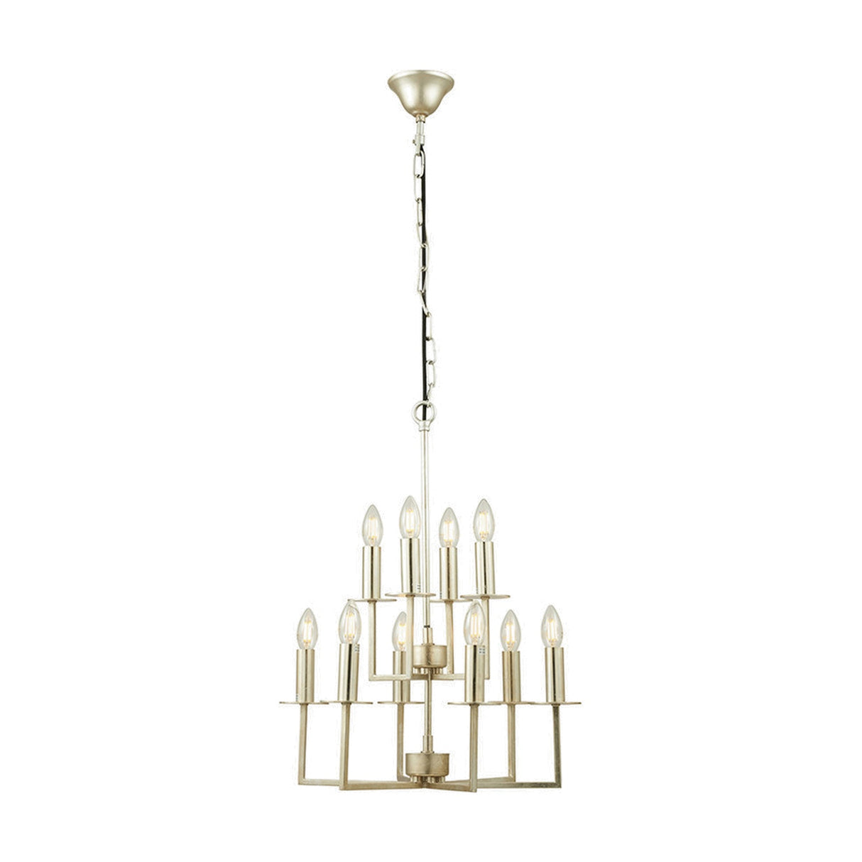 Giry Antique Silver Leaf Metal Multii Arm Chandelier Pendant Light