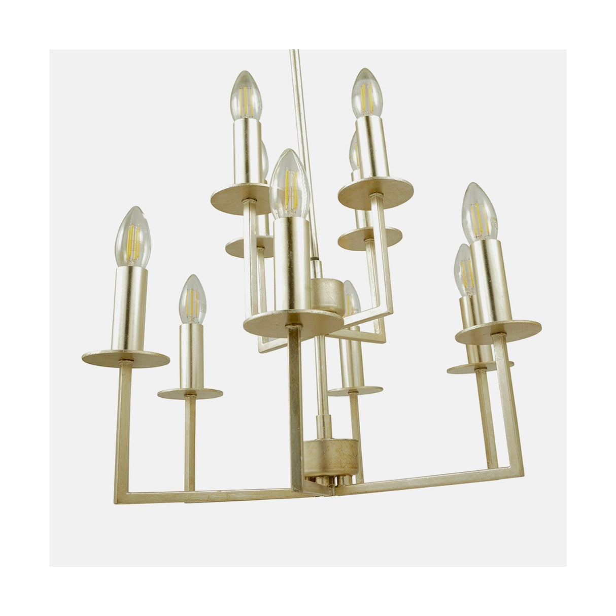 Giry Antique Silver Leaf Metal Multii Arm Chandelier Pendant Light
