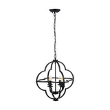 Amine Black Metal 4 Light Fleur De Lys Pendant - 47cm