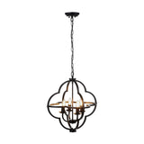 Amine Black Metal 4 Light Fleur De Lys Pendant - 47cm