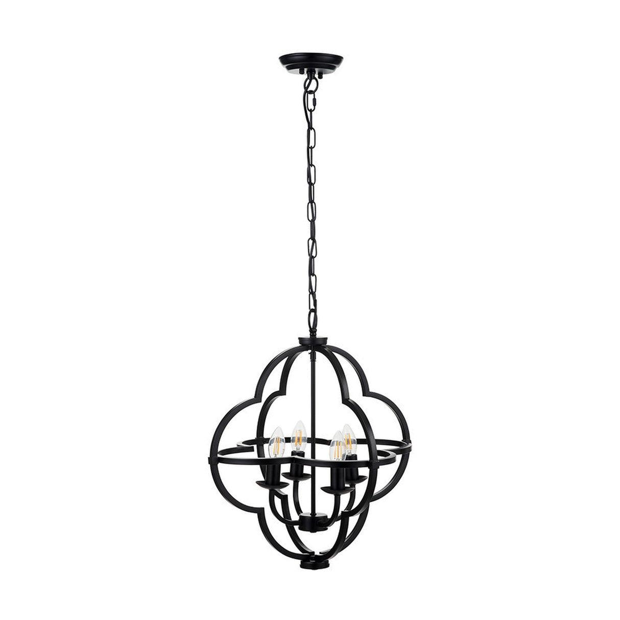 Amine Black Metal 4 Light Fleur De Lys Pendant - 47cm