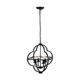Amine Black Metal 4 Light Fleur De Lys Pendant - 47cm