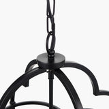 Amine Black Metal 4 Light Fleur De Lys Pendant - 47cm