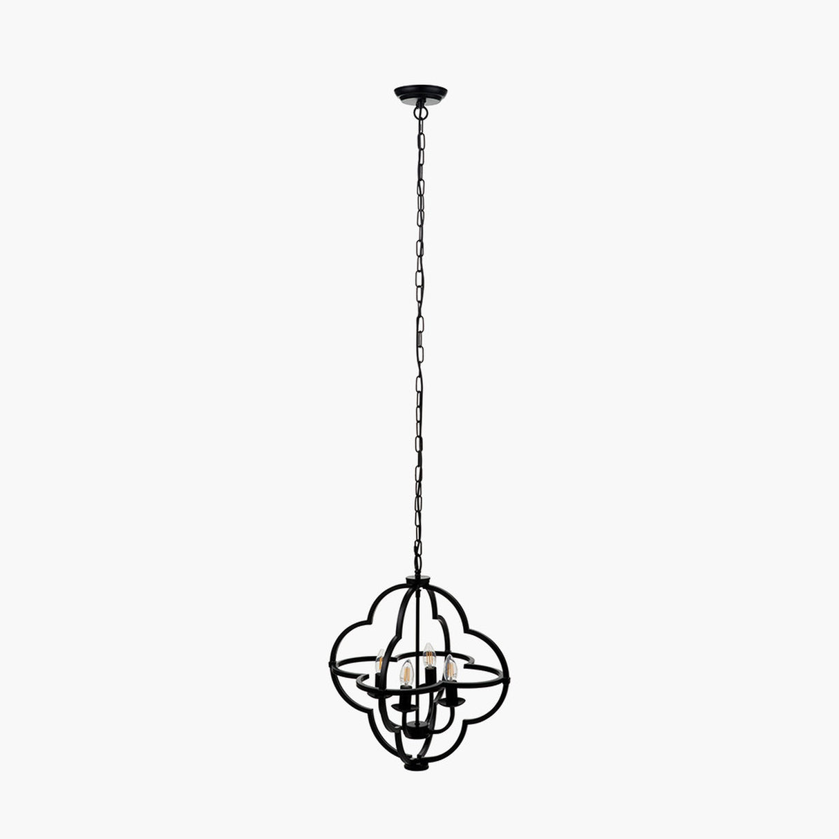 Amine Black Metal 4 Light Fleur De Lys Pendant - 47cm