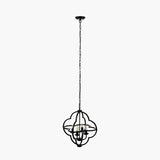 Amine Black Metal 4 Light Fleur De Lys Pendant - 47cm