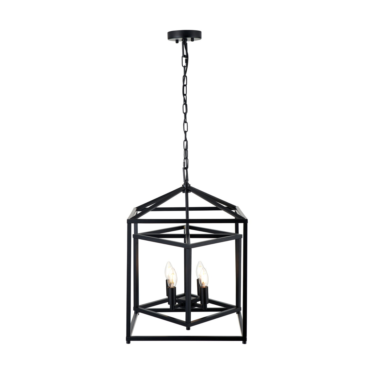 Anis Black Metal 4 Light Cube Pendant - 40cm