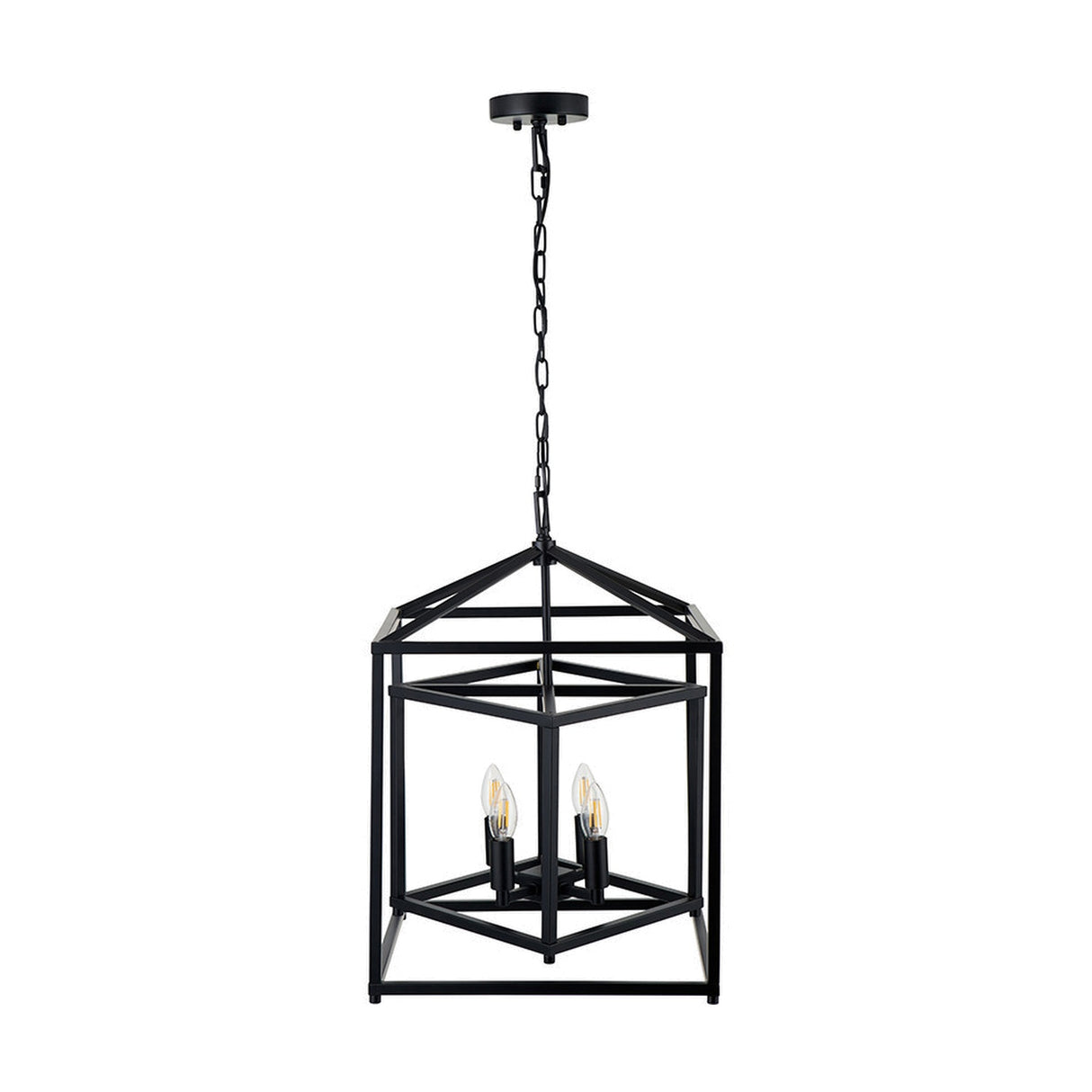 Anis Black Metal 4 Light Cube Pendant - 40cm