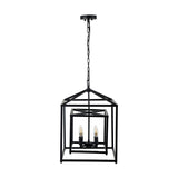 Anis Black Metal 4 Light Cube Pendant - 40cm
