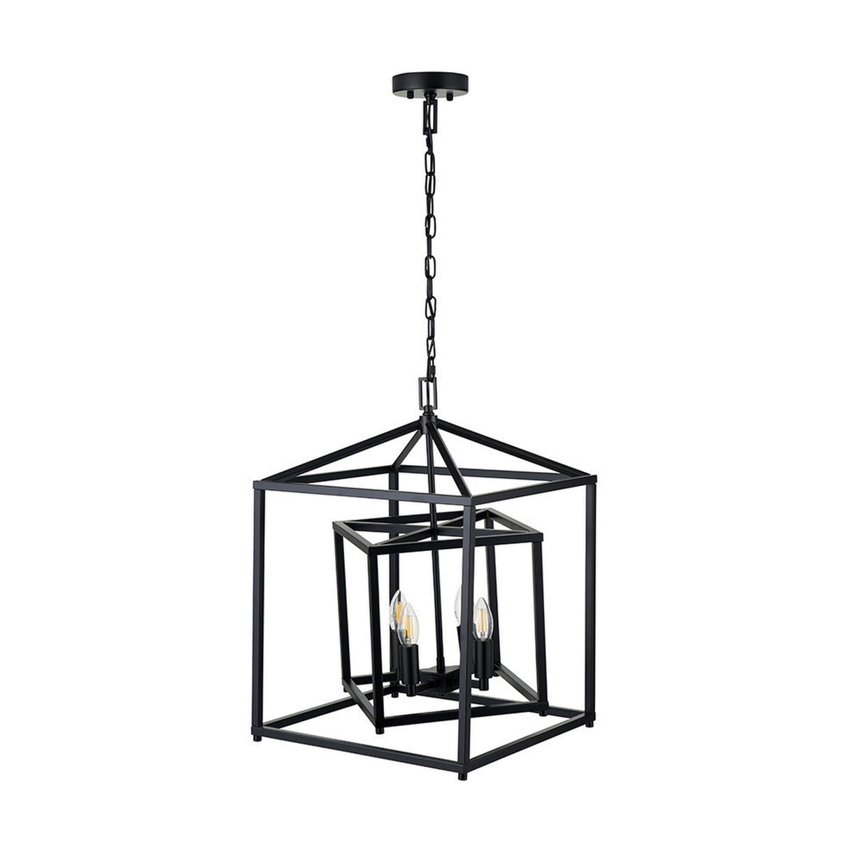 Anis Black Metal 4 Light Cube Pendant - 40cm