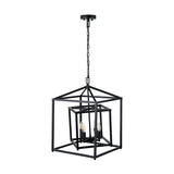 Anis Black Metal 4 Light Cube Pendant - 40cm