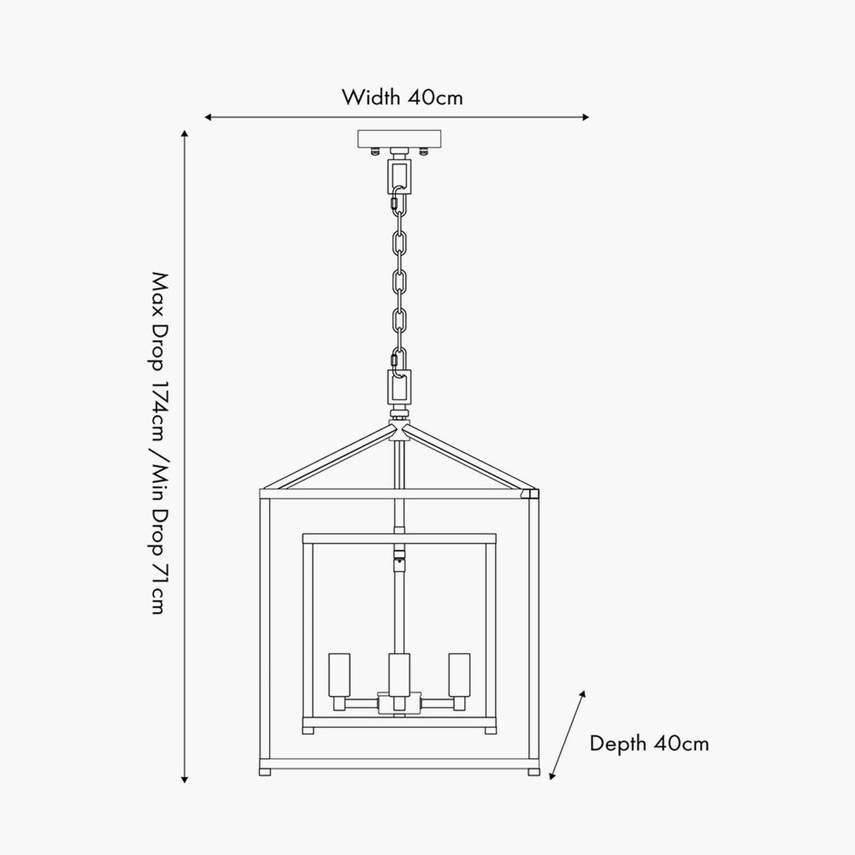 Anis Black Metal 4 Light Cube Pendant - 40cm