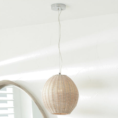 Raffles Large Rattan Beige Wash Pendant Light - 25cm