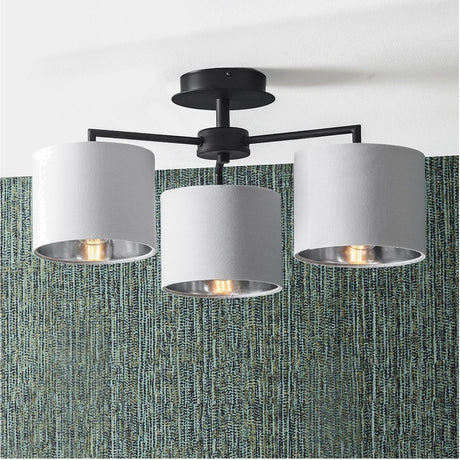 Elin Matt Black & Ivory 3 Light Pendant - 25cm