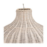 Allona Grey Wash Rattan Pendant Light, 40cm, close-up of the woven rattan shade with narrow neck and visible cable, shown against a plain white background.