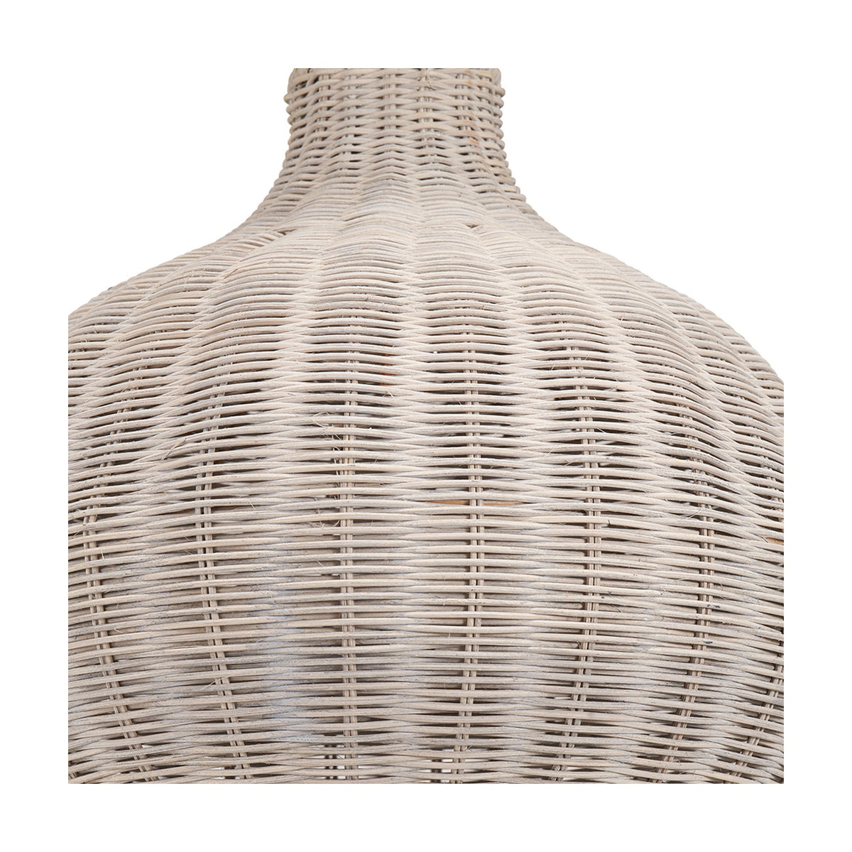 Allona Grey Wash Rattan Pendant Light, 40cm dome-shaped shade with woven rattan texture and narrow neck, shown close-up against a plain white background.