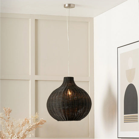 Allona Black Rattan Pendant Light - 40cm