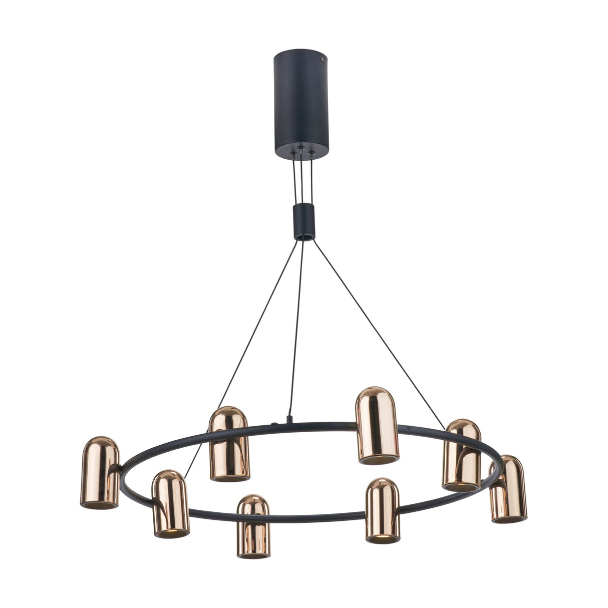 Xena Black & Rose Gold Iron 8 Light LED Pendant - 79cm