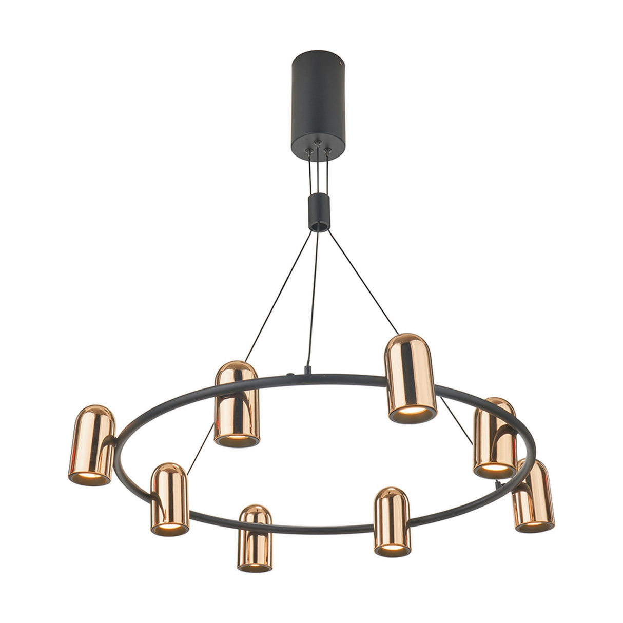 Xena Black & Rose Gold Iron 8 Light LED Pendant - 79cm