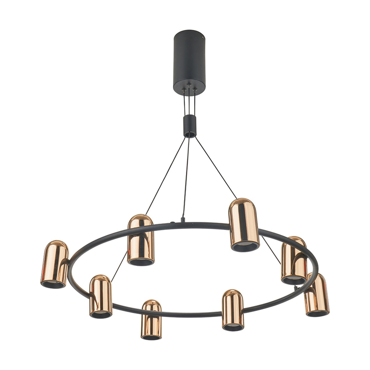 Xena Black & Rose Gold Iron 8 Light LED Pendant - 79cm