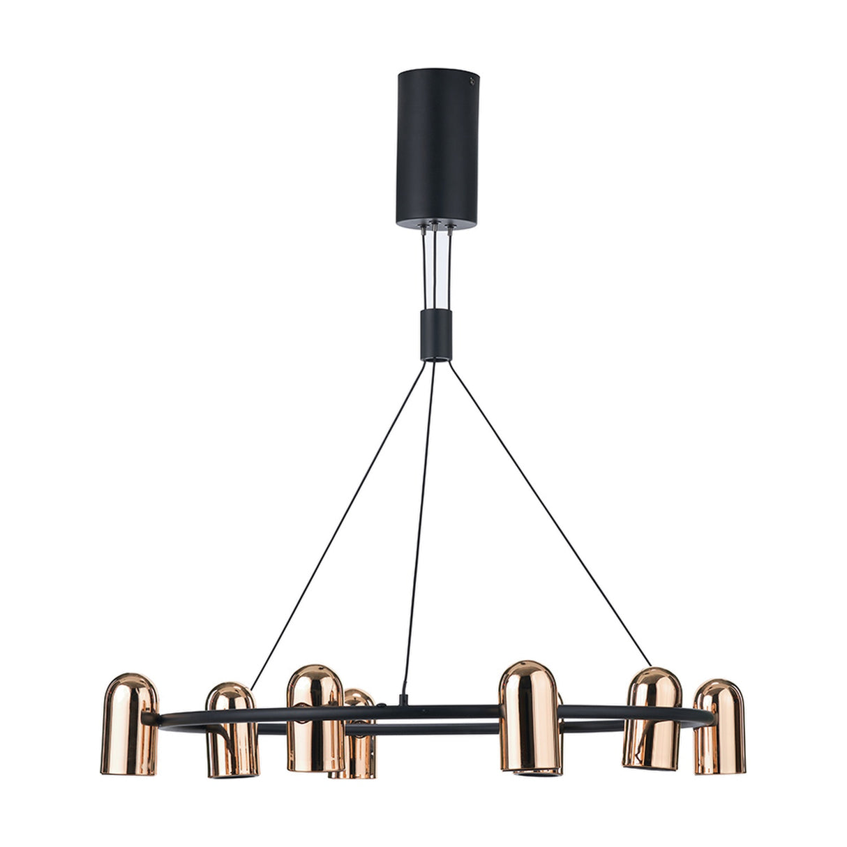 Xena Black & Rose Gold Iron 8 Light LED Pendant - 79cm