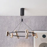 Xena Black & Rose Gold Iron 8 Light LED Pendant - 79cm