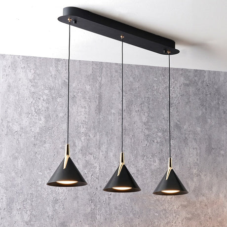 Astarion Matt Black & Gold 3 Drop LED Pendant Light - 66cm