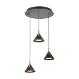 Astarion Matt Black & Gold Multi Drop LED Pendant Light - 42cm