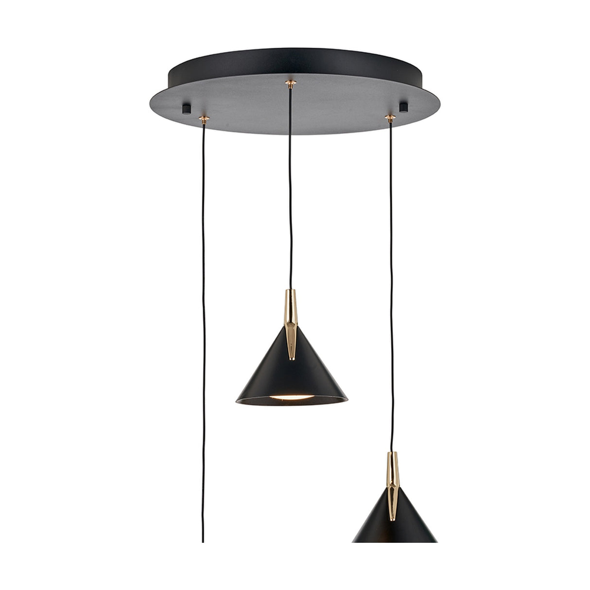 Astarion Matt Black & Gold Multi Drop LED Pendant Light - 42cm