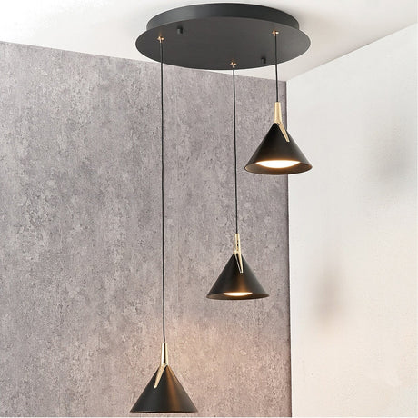 Astarion Matt Black & Gold Multi Drop LED Pendant Light - 42cm