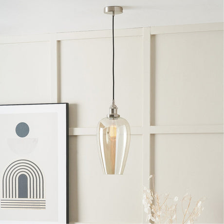 Clio Antique Silver Iron & Lustre Glass Pendant Light - 17cm