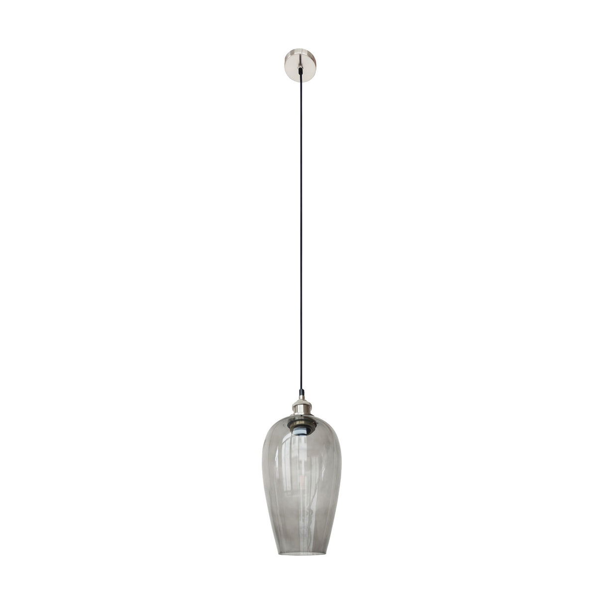 Clio Antique Silver Iron & Smoked Glass Pendant Light - 17cm