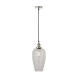 Clio Antique Silver Iron & Smoked Glass Pendant Light - 17cm