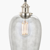 Clio Antique Silver Iron & Smoked Glass Pendant Light - 17cm
