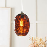 Lucien Tortoiseshell Egg Glass Pendant Light - 20cm