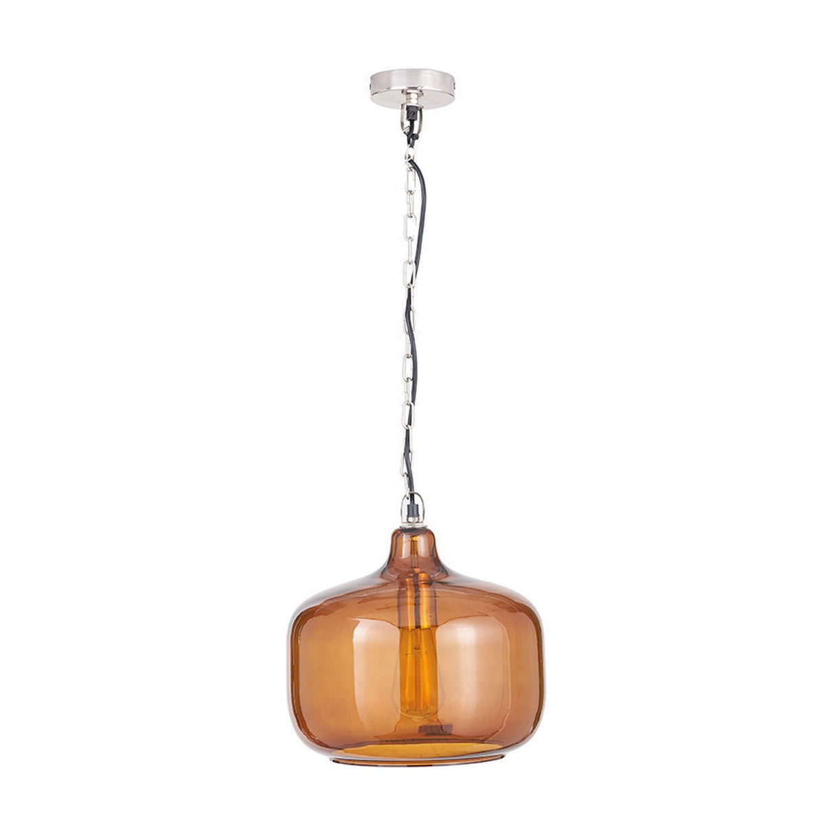 Corby Amber Glass Pendant Light - 29cm