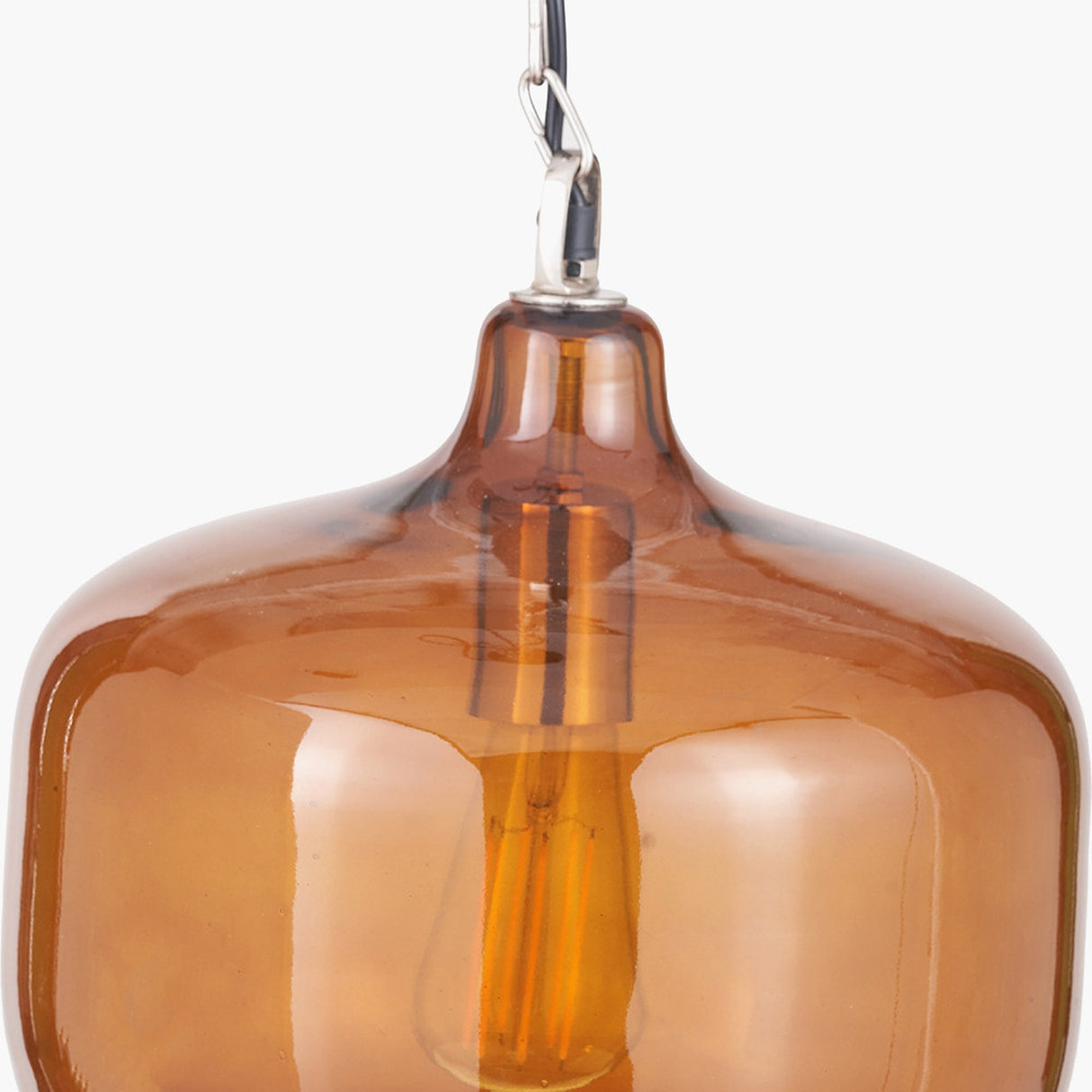 Corby Amber Glass Pendant Light - 29cm