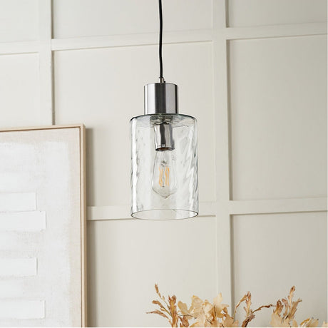 Loxley Ripple Effect Clear Glass Pendant Light - 15cm