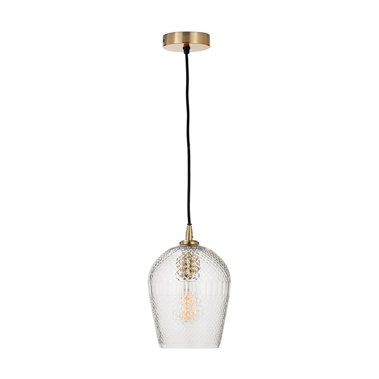 Giselle Diamond Design Clear Handcut Glass Pendant Light - 19cm