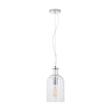 Bellamy Clear Glass Bubble Pendant Light, 15cm, with chrome fittings, white cable, and a visible Edison bulb, shown against a plain white background.