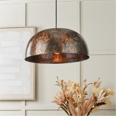 Mason Copper Effect Wide Domed Pendant Light - 47cm
