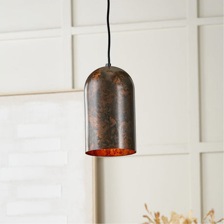 Mason Copper Effect Tall Domed Pendant Light - 15cm