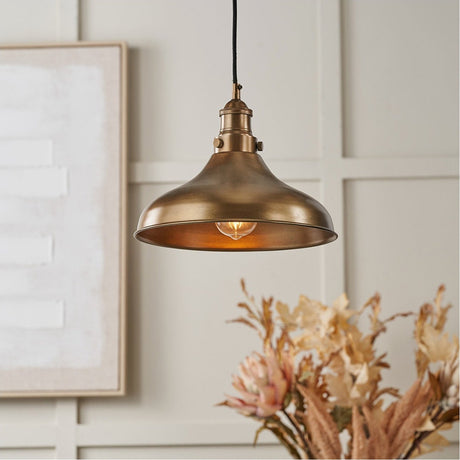 Ellis Antique Brass Caf� Pendant Café Light - 30cm