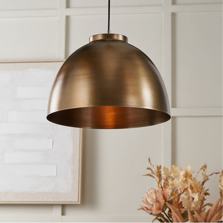 Harlem Antique Brass Domed Pendant Light - 45cm