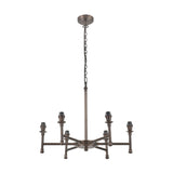 Piero Antique Bronze 6 Arm Pendant with White Handloom Tapered Light