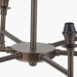 Piero Antique Bronze 6 Arm Pendant with White Handloom Tapered Light