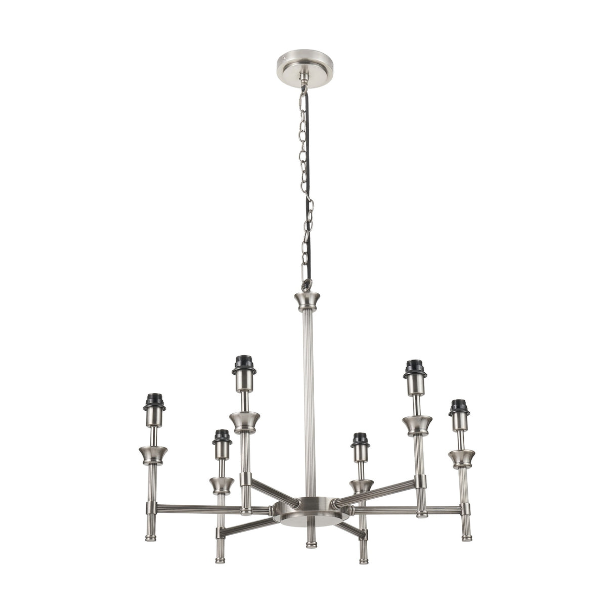 Salvatore Antique Silver Brass 6 Arm Pendant Light - 62cm