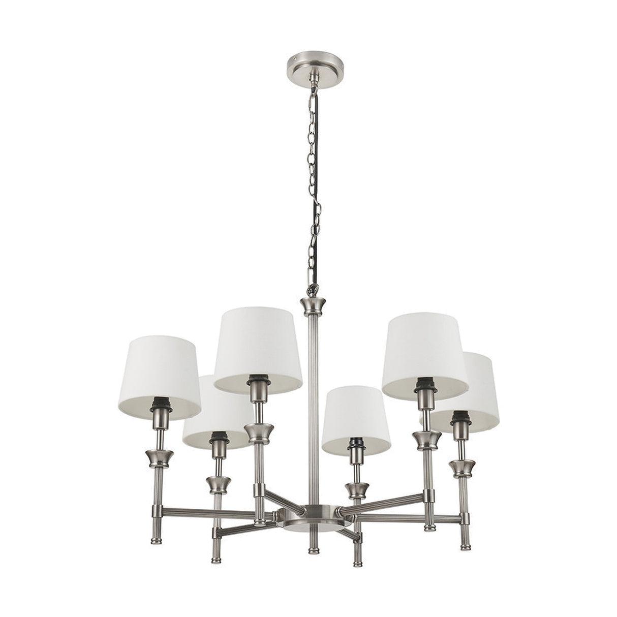 Salvatore Antique Silver Brass 6 Arm Pendant Light - 62cm