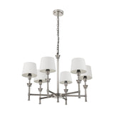 Salvatore Antique Silver Brass 6 Arm Pendant Light - 62cm