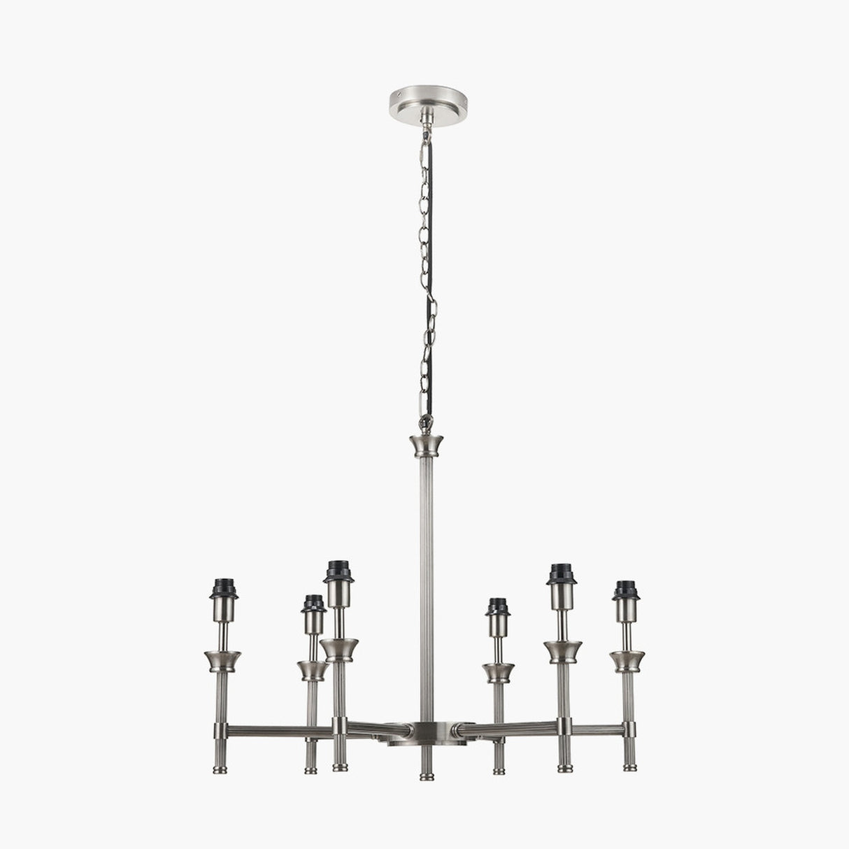 Salvatore Antique Silver Brass 6 Arm Pendant Light - 62cm