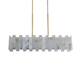Lunaro Linear Panel Alabaster Chandelier – Brushed Brass & Soft White